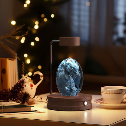 Lampada da notte per interni con sfera di cristallo, dinosauro cosmico, alimentazione USB, lampada da comodino calda, regalo di compleanno