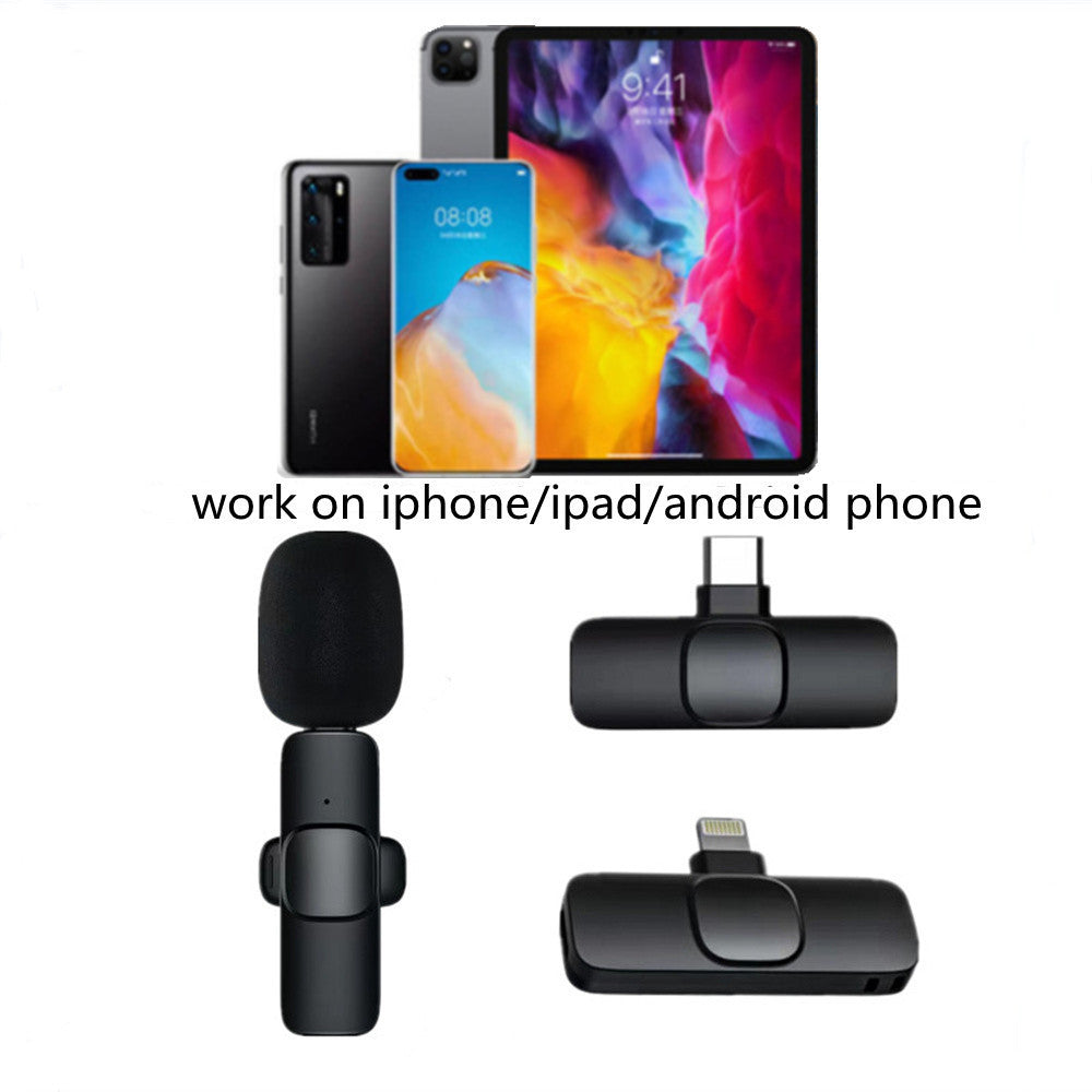 Microfono Lavalier wireless Mini microfono portatile per registrazione audio video per I Phone Android Batteria a lunga durata Giochi di trasmissione in diretta 