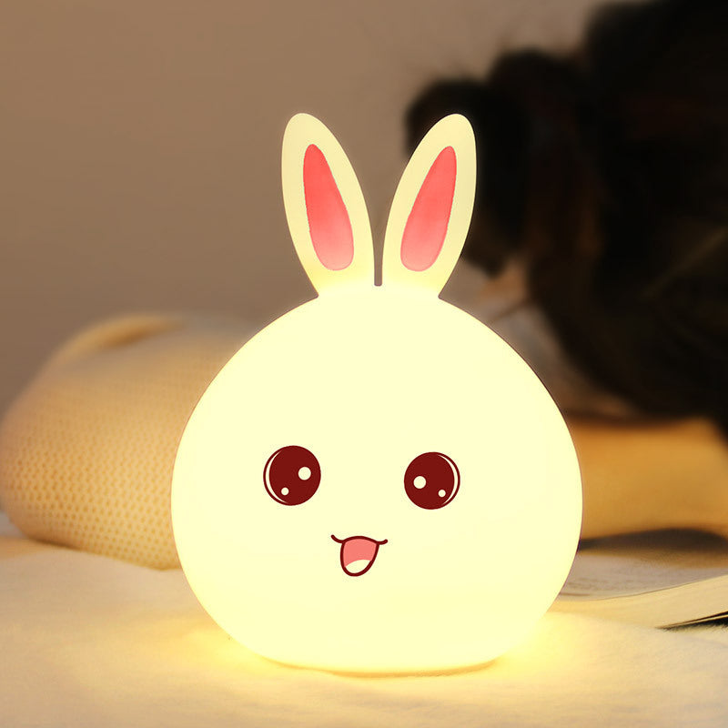 Simpatiche luci notturne per animali, conigli, lampade da notte, sensore tattile, luci colorate a LED in silicone