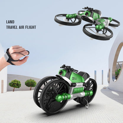 WiFi FPV RC Drone Motorcycle 2 in 1 Foldable Helicopter Camera 0.3MP Altitude Hold RC Quadcopter Motorcycle Drone 2 in 1 Drone