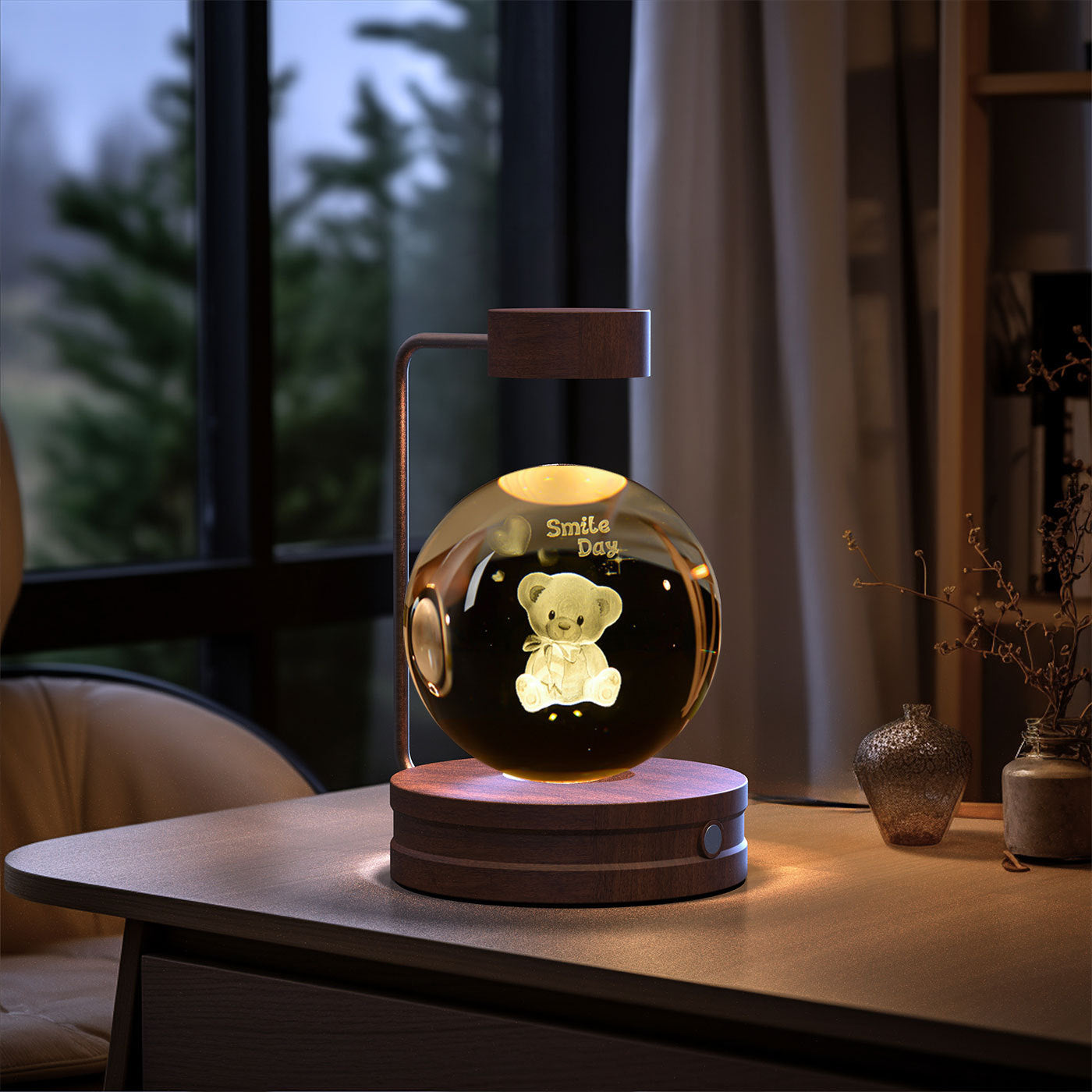 Lampada da notte per interni con sfera di cristallo, dinosauro cosmico, alimentazione USB, lampada da comodino calda, regalo di compleanno