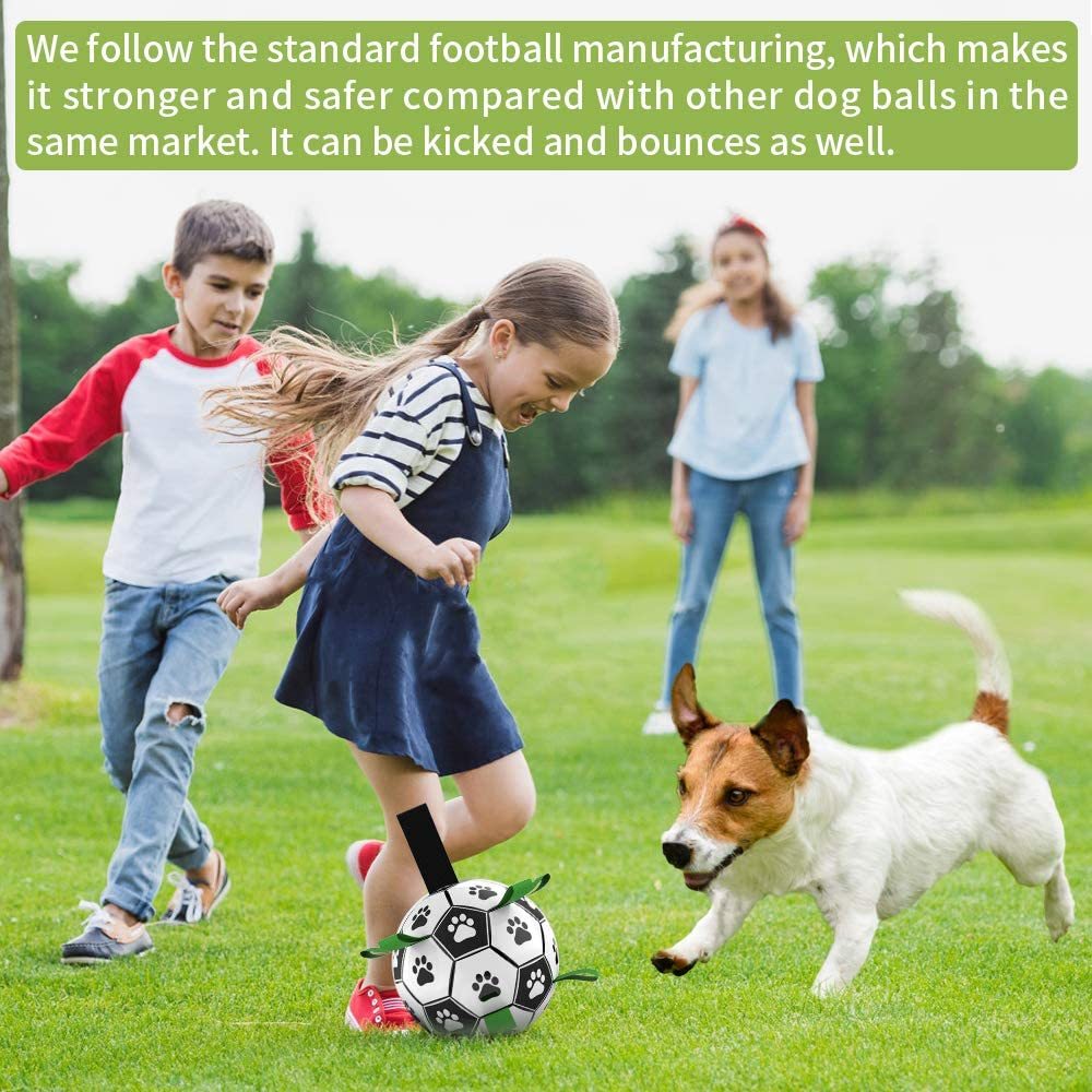 Hundespielzeug Interaktives Haustier-Fußballspielzeug mit Haltelaschen Hunde-Outdoor-Trainingsfußball Haustier-Beiß-Kaubälle für Hundezubehör 