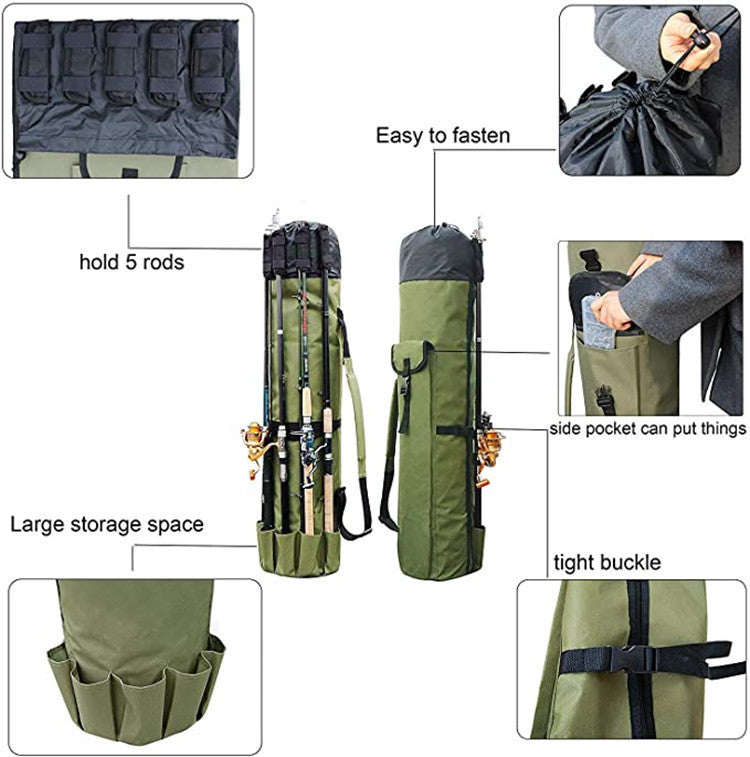 Cylinder Outdoor Angeltasche, multifunktionale Angelrutentasche, Aufbewahrungstasche für Meeresruten und Angelausrüstung