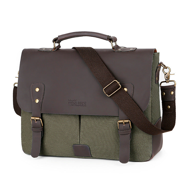 Retro Computer Briefcase Handbag Diagonal Casual Shoulder Bag With Lid