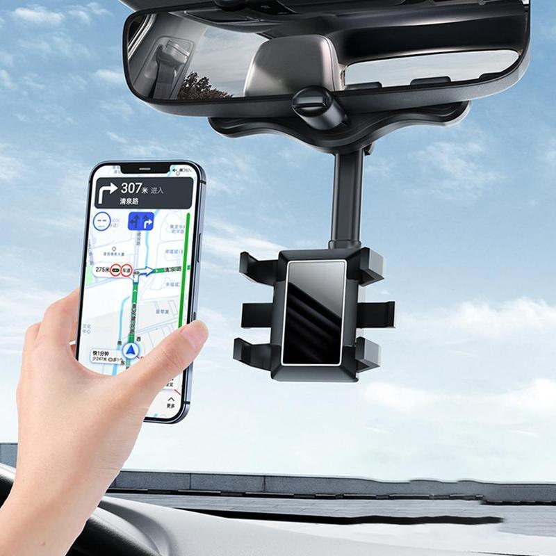 Rückspiegel-Telefonhalter fürs Auto, drehbarer und einziehbarer Auto-Telefonhalter, multifunktionaler 360-Grad-Rückspiegel-Telefonhalter, geeignet für alle Mobiltelefone und alle Autos