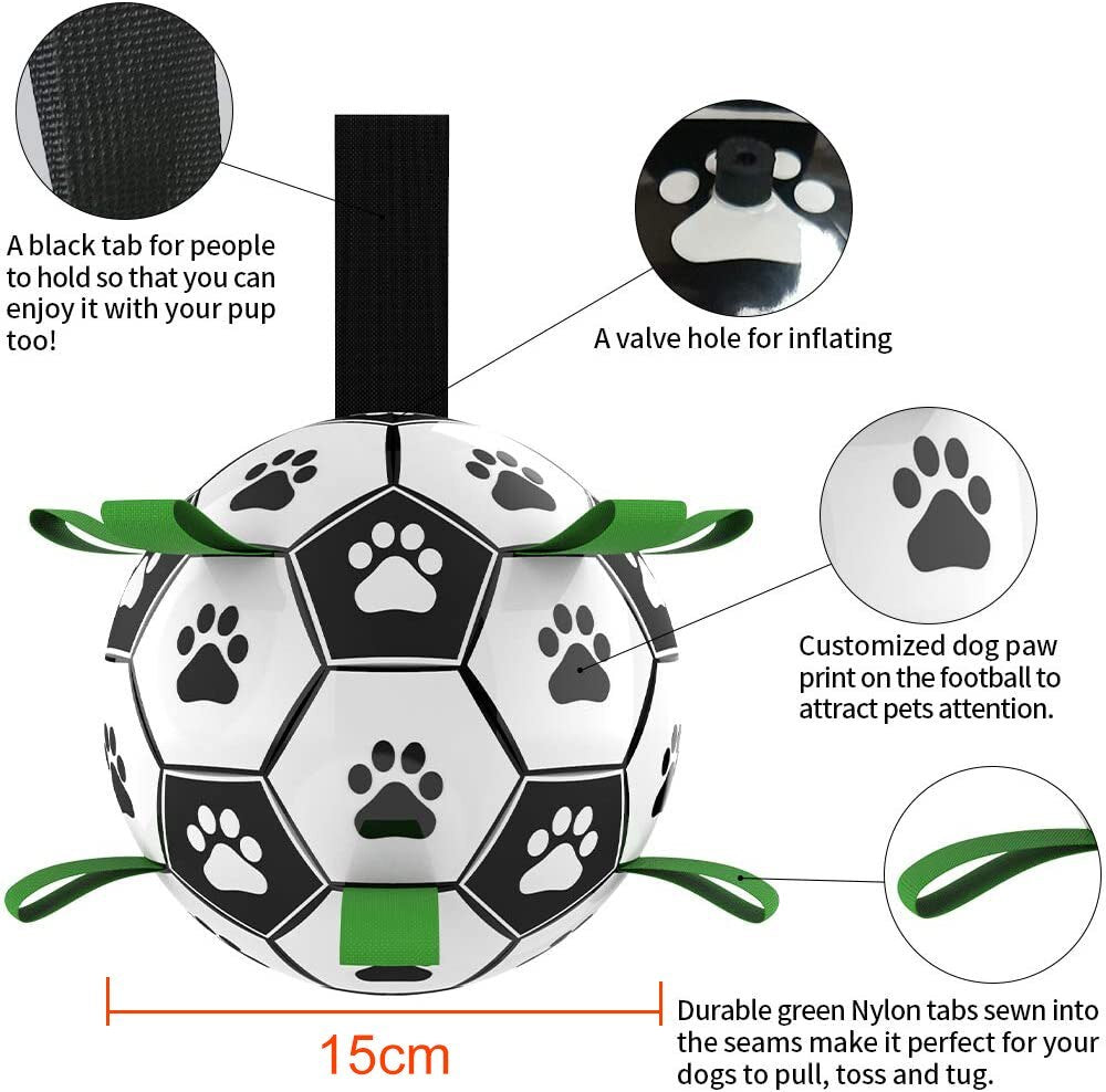 Hundespielzeug Interaktives Haustier-Fußballspielzeug mit Haltelaschen Hunde-Outdoor-Trainingsfußball Haustier-Beiß-Kaubälle für Hundezubehör 